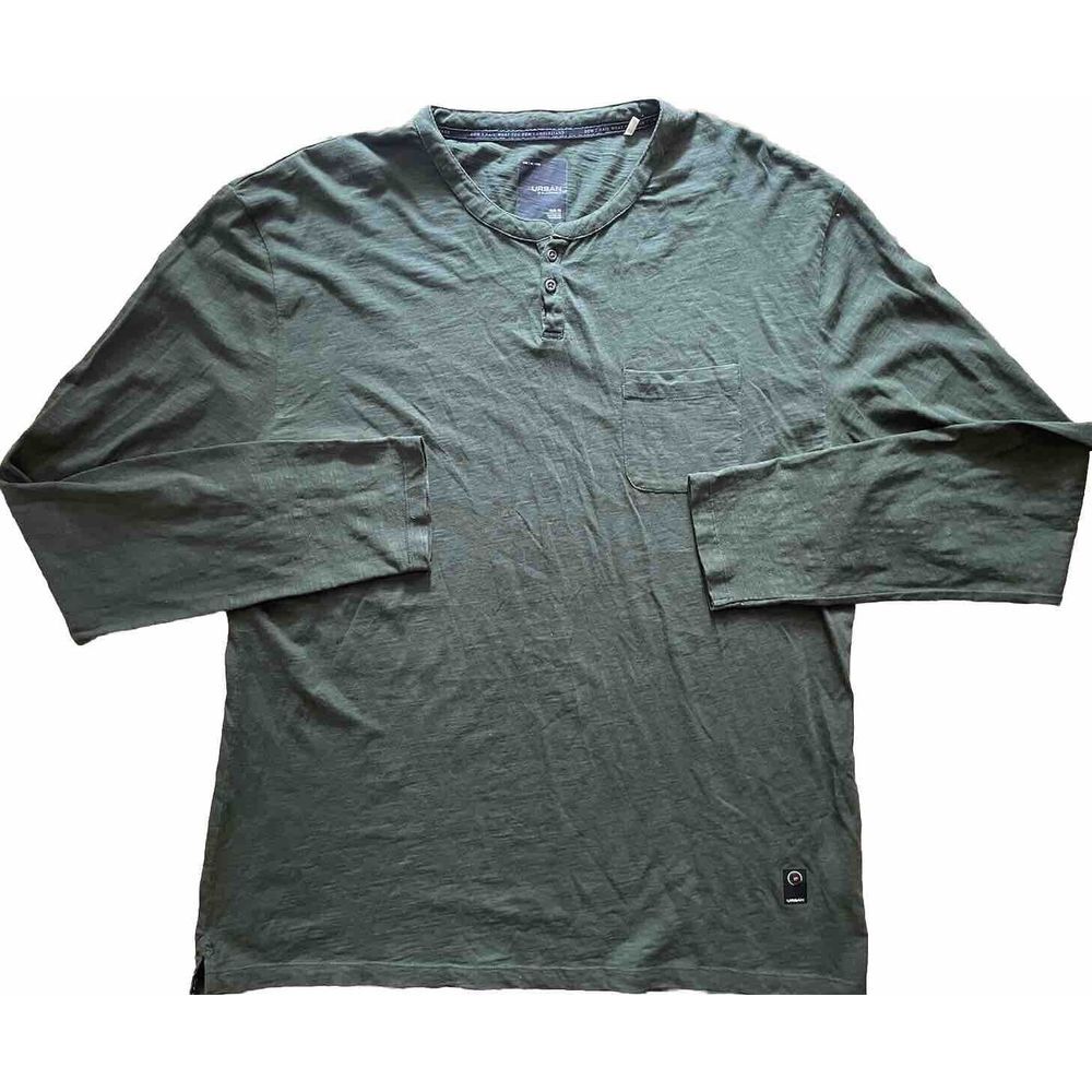 Blackberrys Urban‎ Men's Long Sleeve Henley Tee Shirt Dark Olive Green 3XL